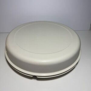 VTG Tupperware Divided Serving Platter w Center Bowl and Lid Beige 3 Pc 1666-3